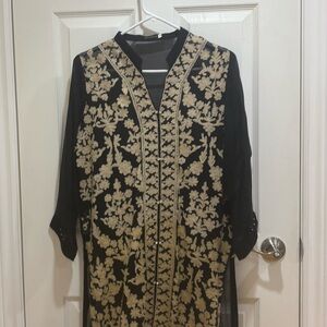 Elegant Black and Gold Embroidered Women's kurta /dress